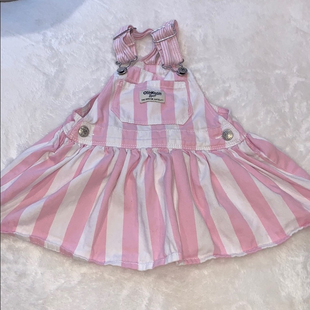 OSHKOSH B’gosh Pink and White Stripe Overall Dress